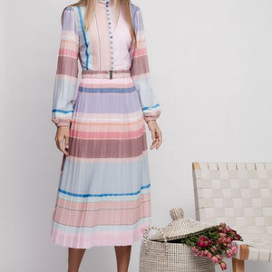 Colorful Pleated Stripped Dress