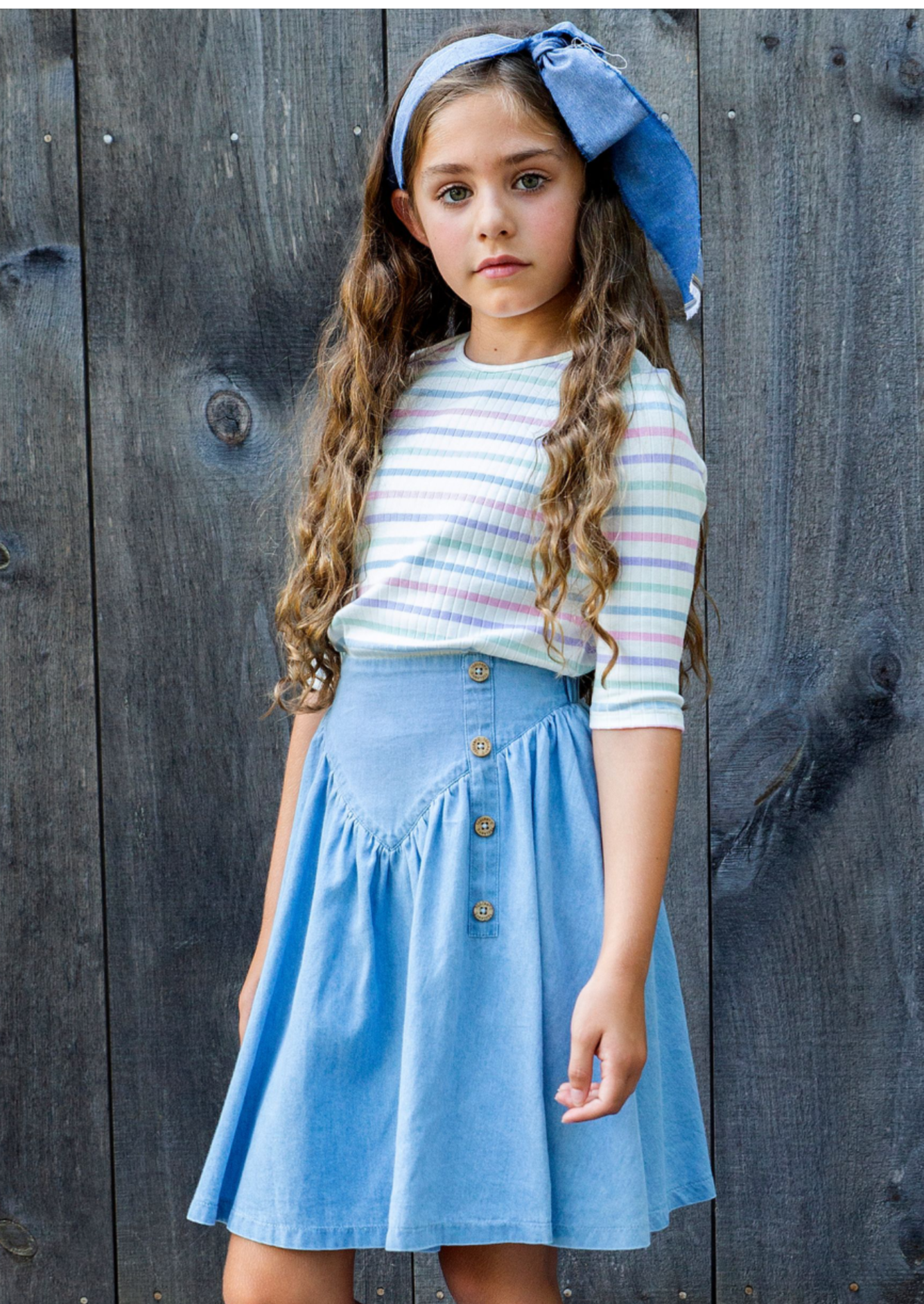 GIRLS DENIM TRIANGLE SEAM SKIRT