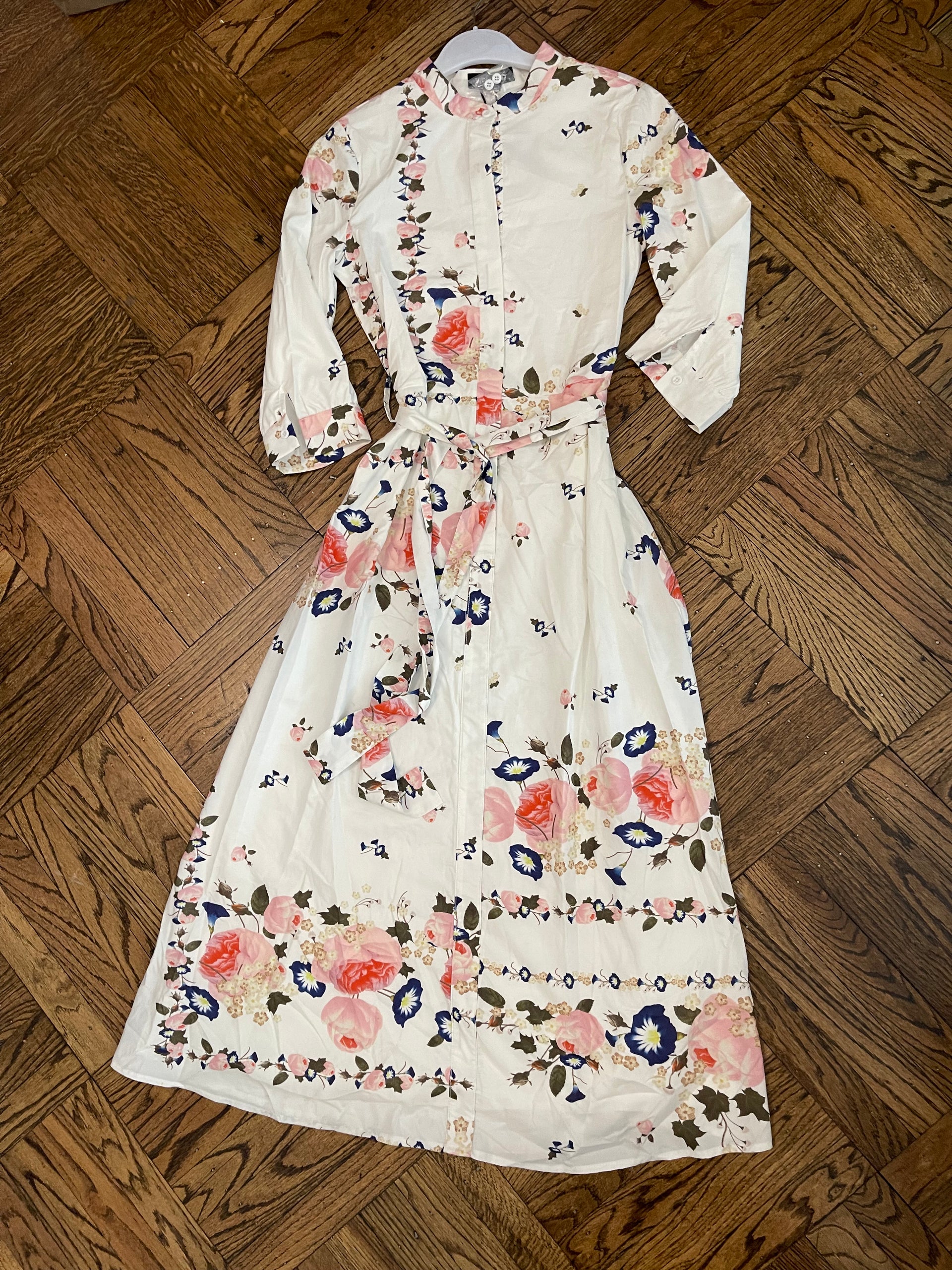 floral shirt dress maxi White Flower Print Maxi Shirt Dress – Fallon's