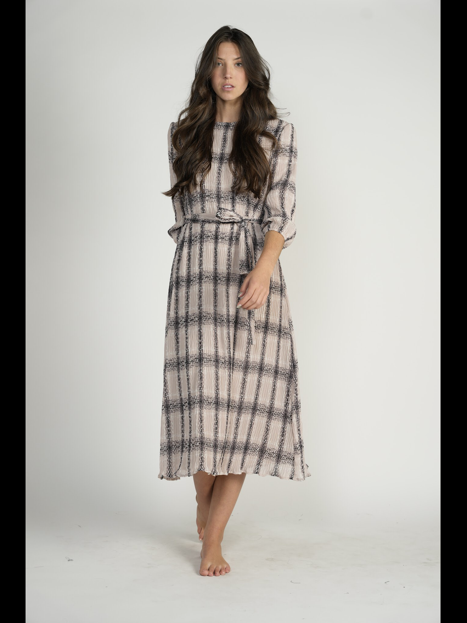 Pleated Checkered Dress