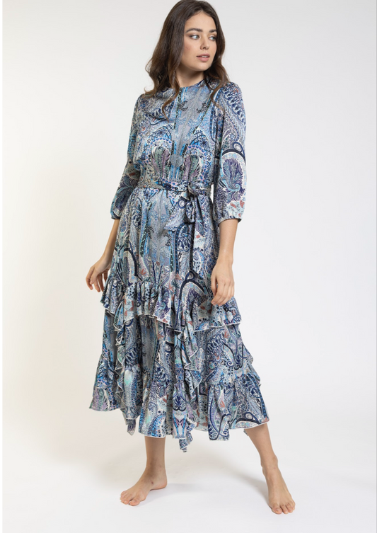 BLUE MULTICOLOR PRINT DRESS