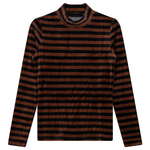 Load image into Gallery viewer, Striped Velour Mock Neck Top
