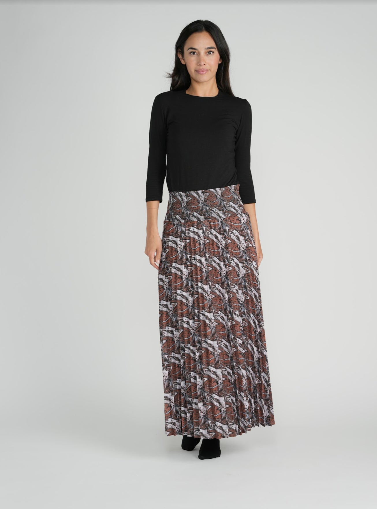 Marble Print Pleated Skirt