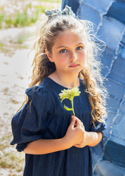 GIRLS DENIM TIERED DRESS