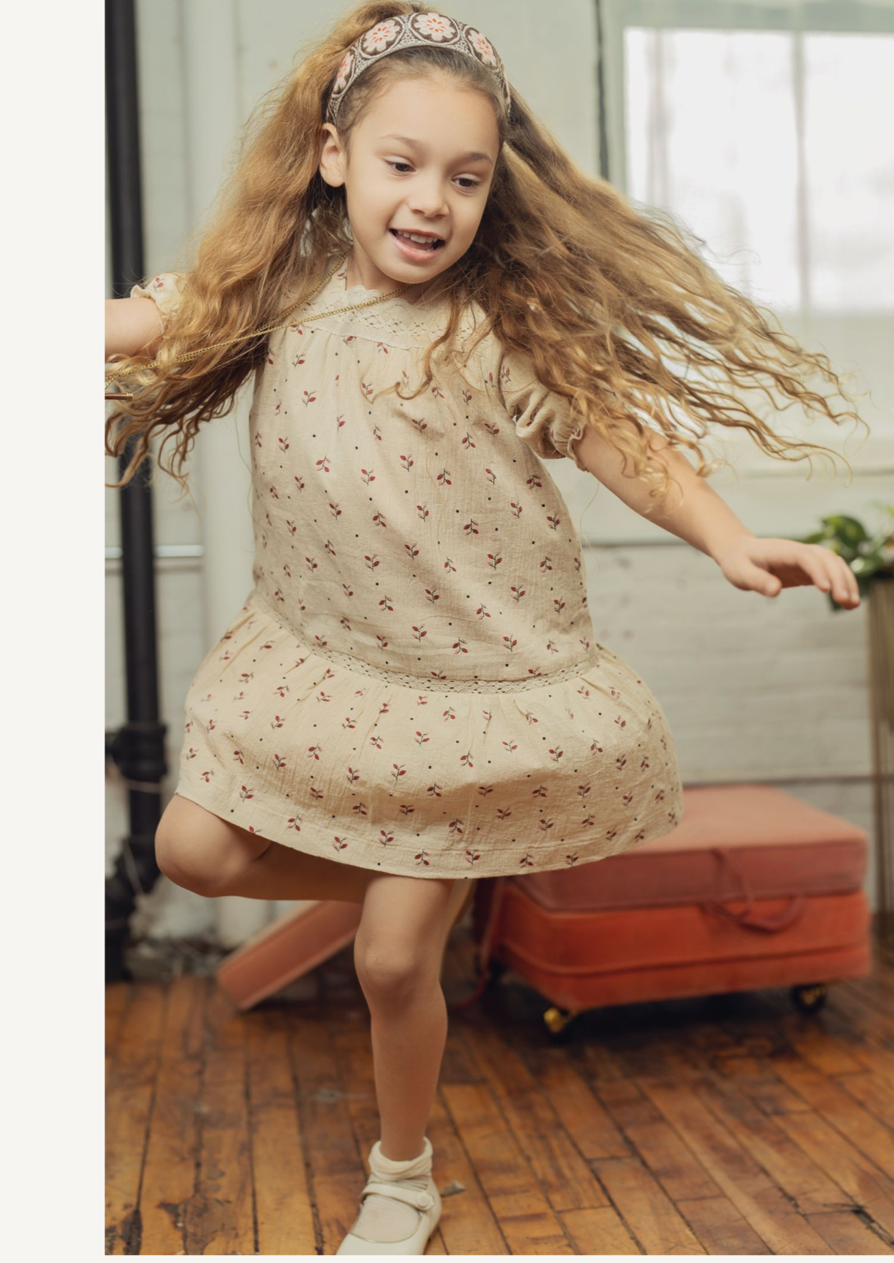 GIRLS LEAF PRINT DRESS