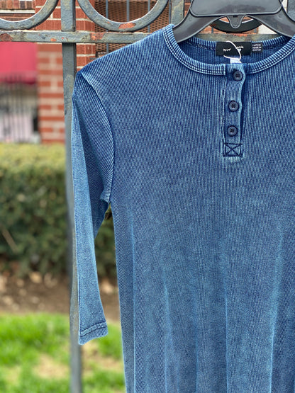 Denim Ribbed Henley Dress