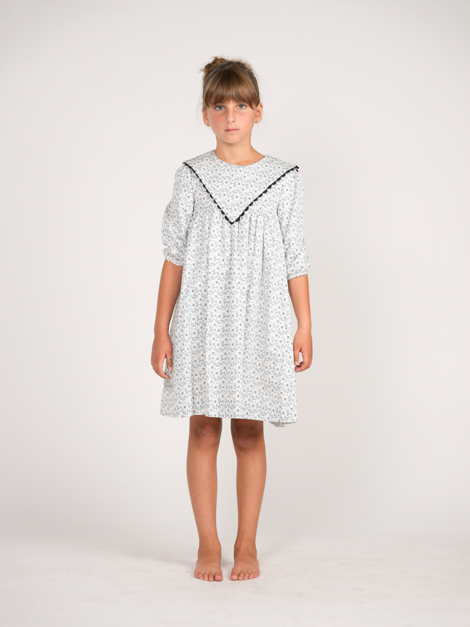 White Small Paisley Print Dress
