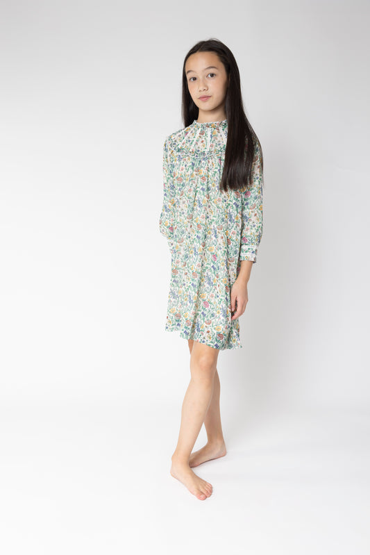 WHITE GARDEN PRINT DRESS