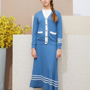 A-Line Striped Ribbed Skirt