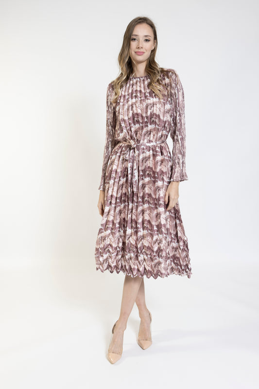 PLEATED PRINTED DRESS