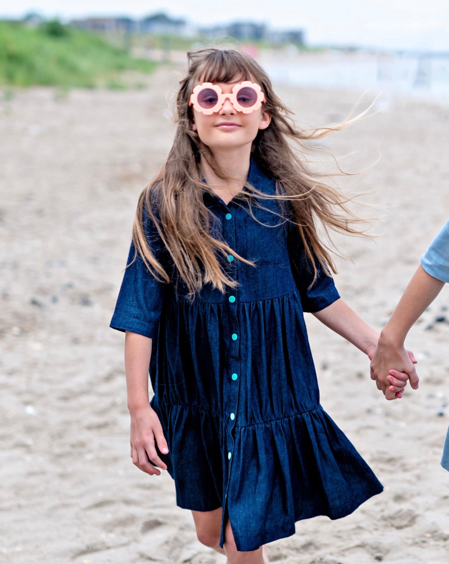 Denim Two Tier Snap Dress