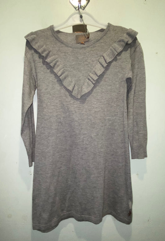 Grey Ruffle Sweater Dress