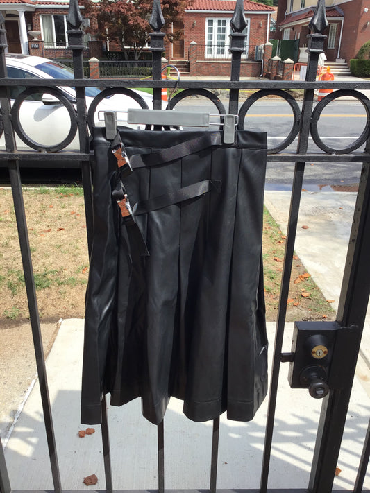 Black Leather Pleated Skirt