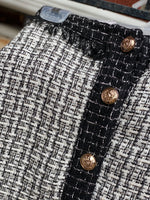 Load image into Gallery viewer, Tweed Gold Button Skirt
