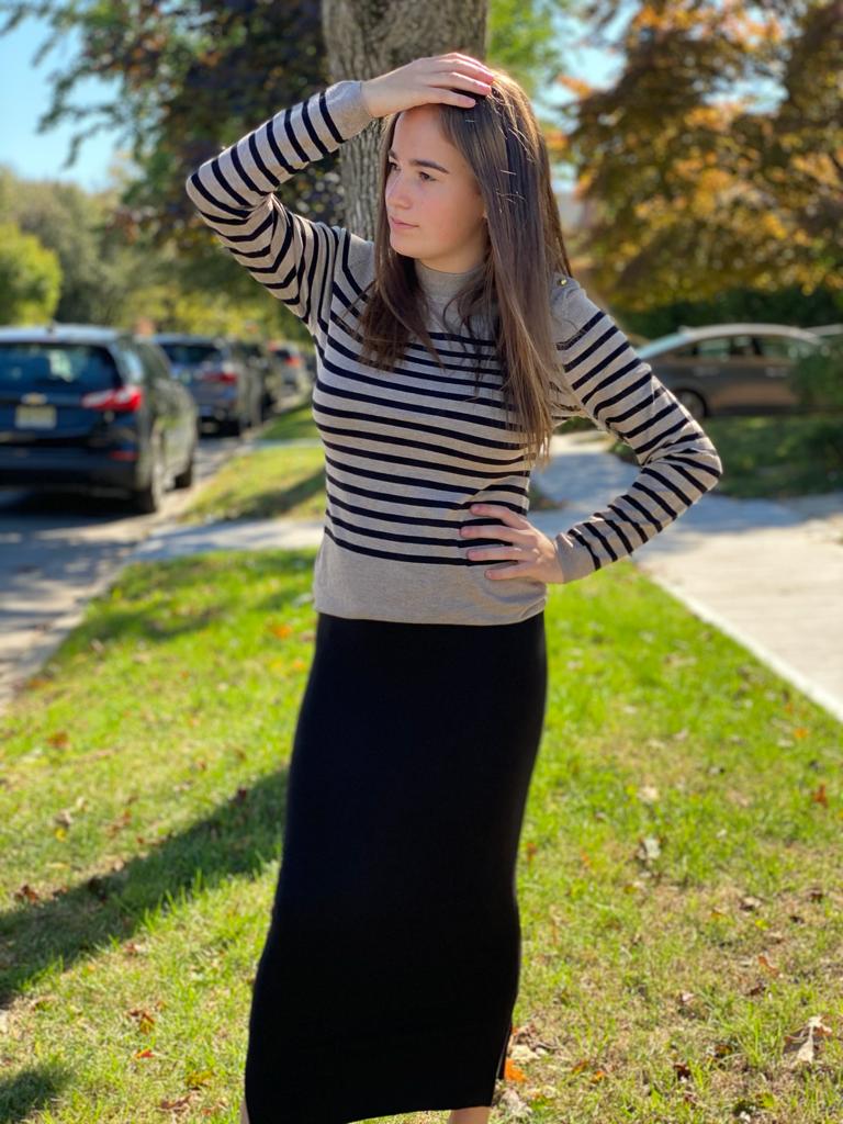 Striped Mock Neck Sweater