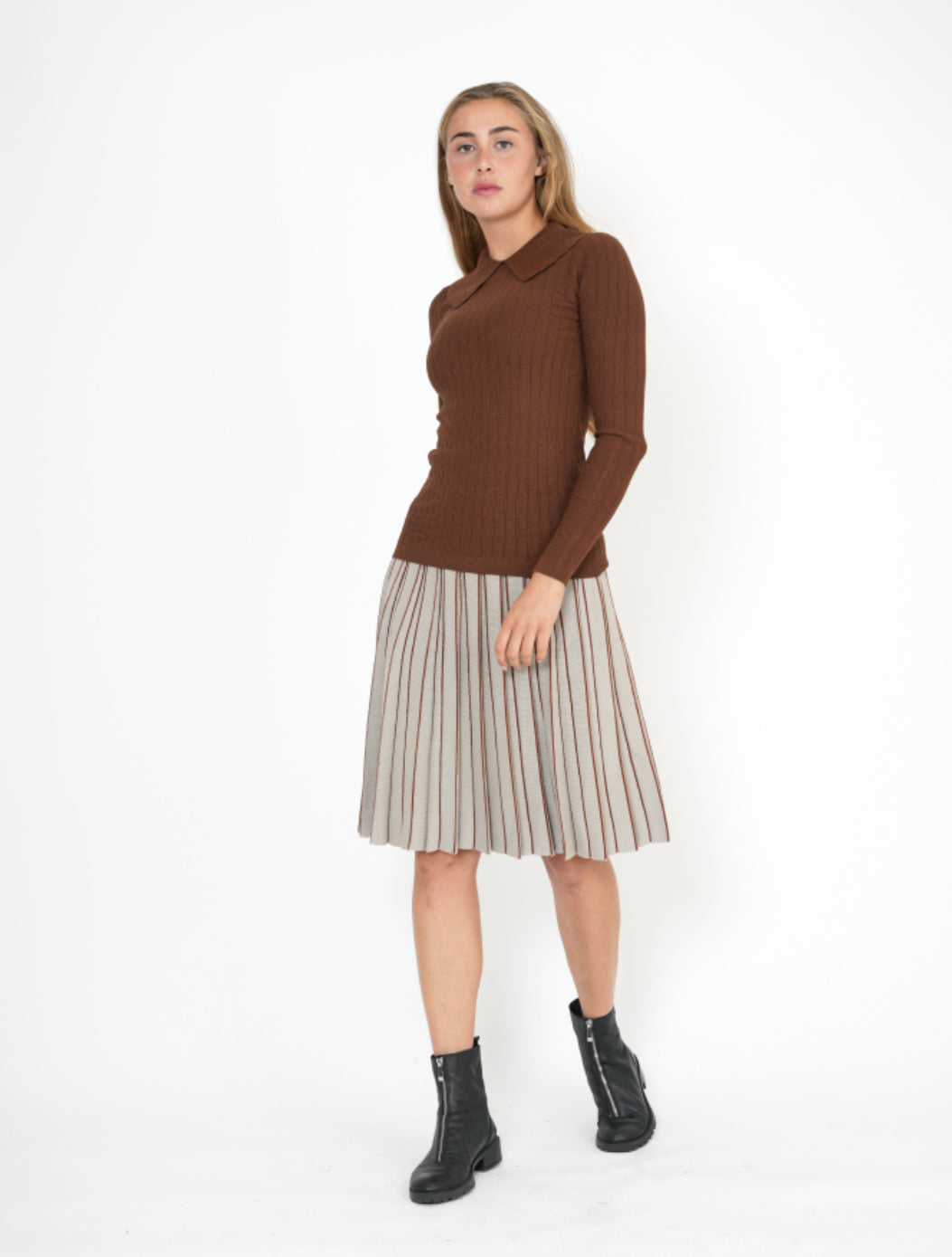 Latte Pleated Skirt