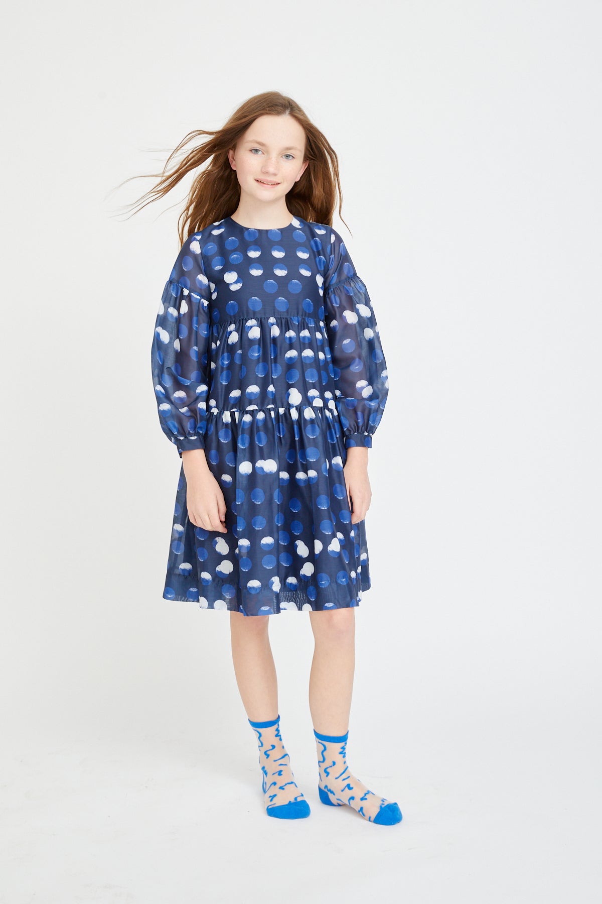 Navy With Blue White Circle Dress