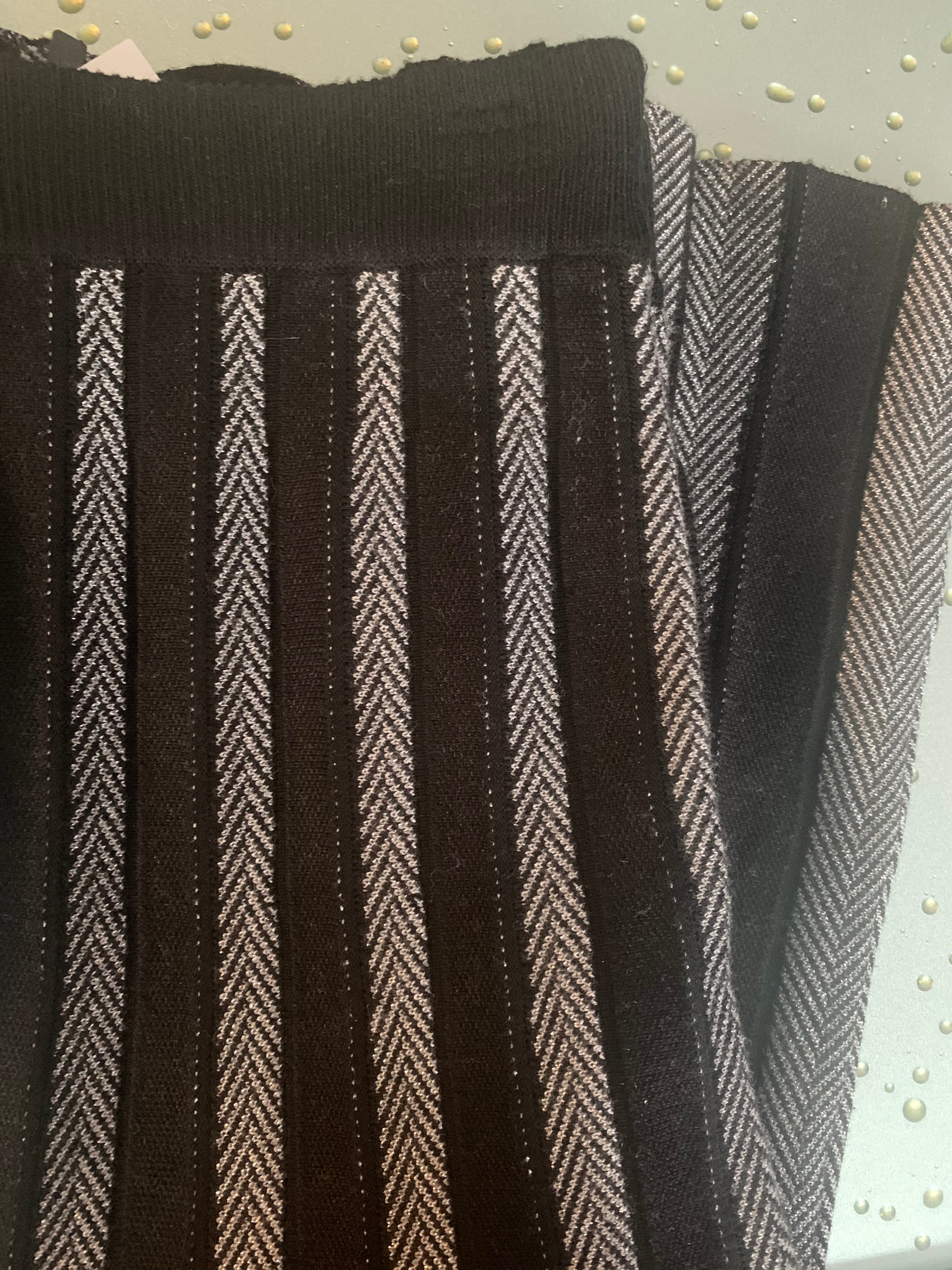 Silver Striped Knit Skirt