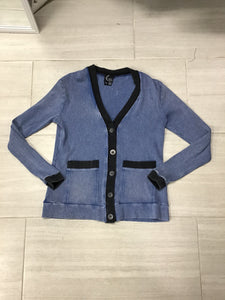 Ribbed Mineral Wash Contrast Cardigan