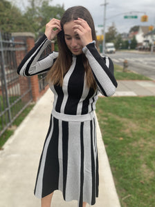 Ribbed Stripe Shimmer Skirt - Set