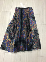 Load image into Gallery viewer, Black With Colorful Paisley Print Pleated Skirt
