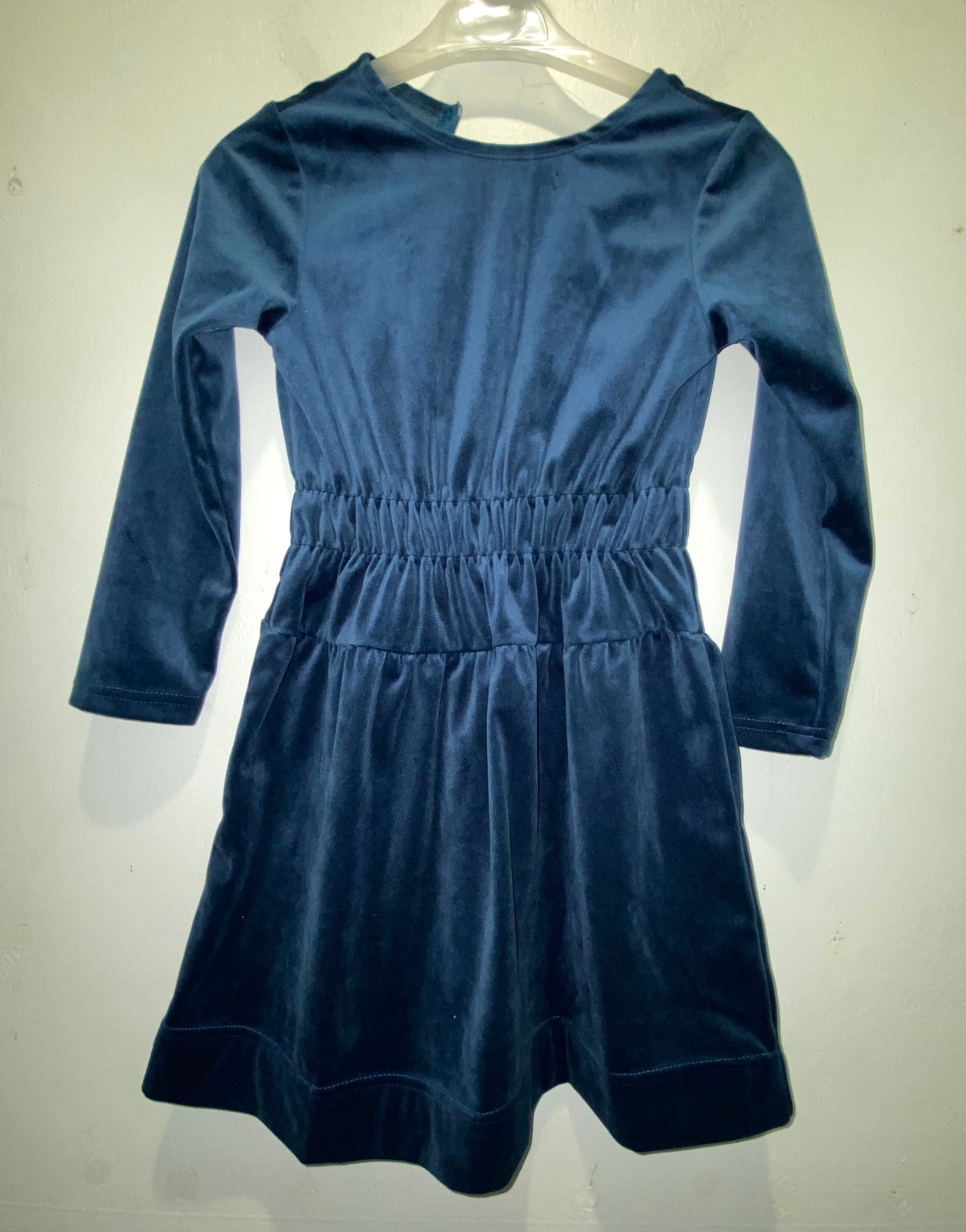 Blue Velvet Ruched Dress