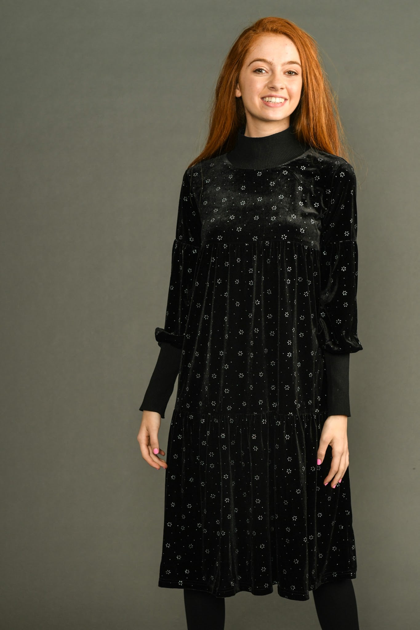 Black Velvet Tiered Dress