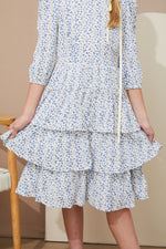 Load image into Gallery viewer, Blue Floral Tiered Dress

