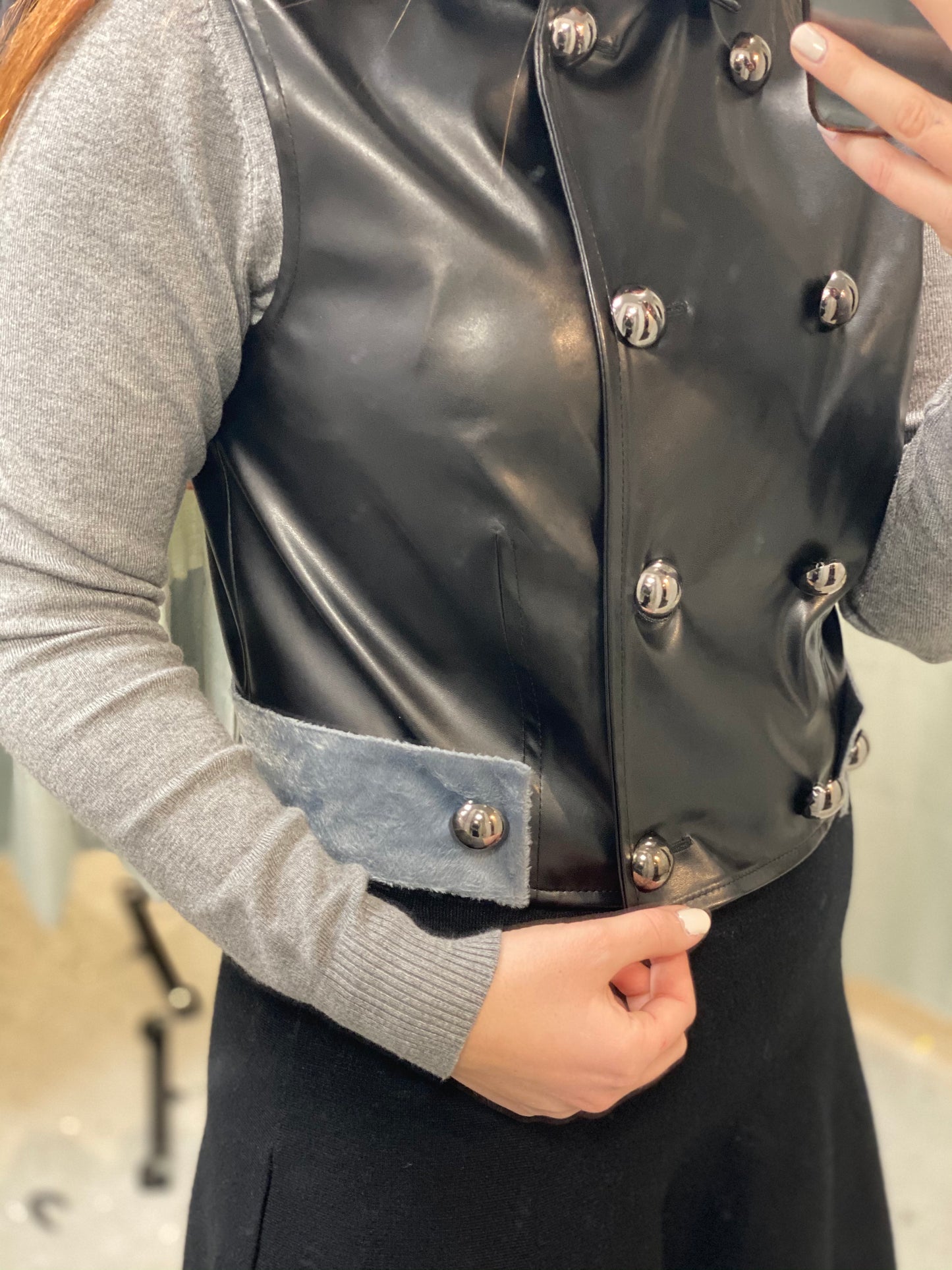 Leather Sleeveless Blazer