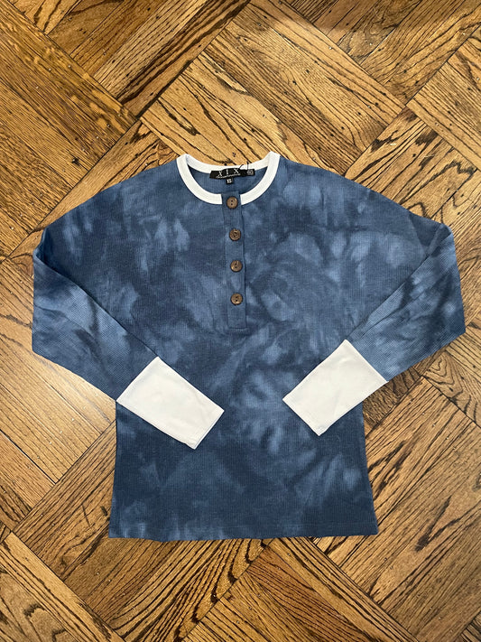 Waffle Contrast Henley Tee