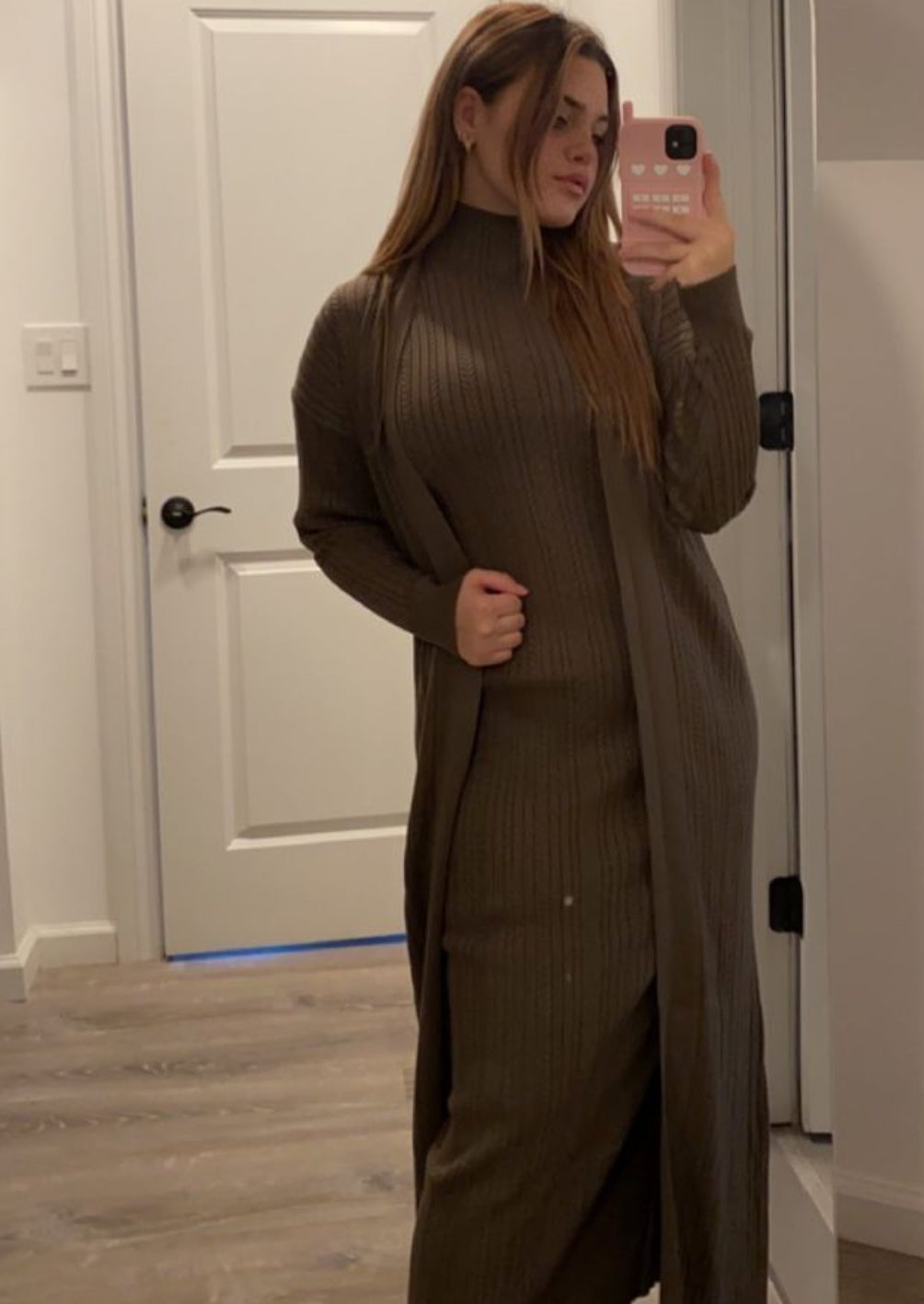 Point Cable Knit Maxi Cardigan