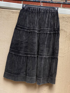 Velour Tiered Midi Skirt