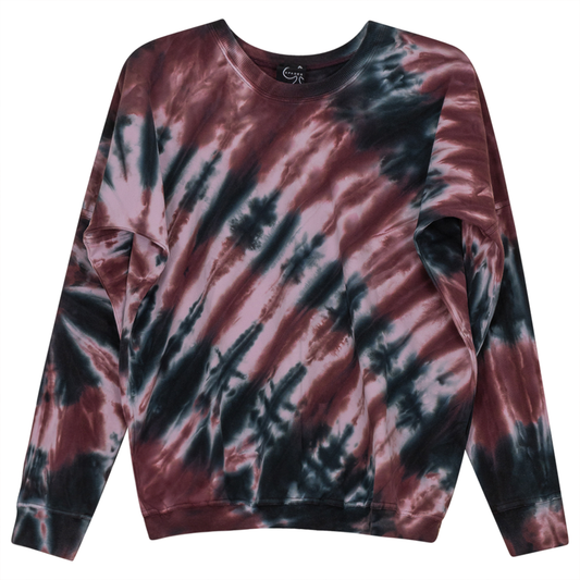 Tie Dye Dolman Top - Black/Dark Wine