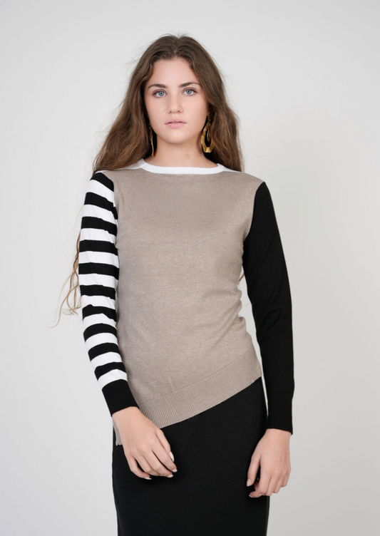 LADIES COLORBLOCKED ANGELED SWEATER