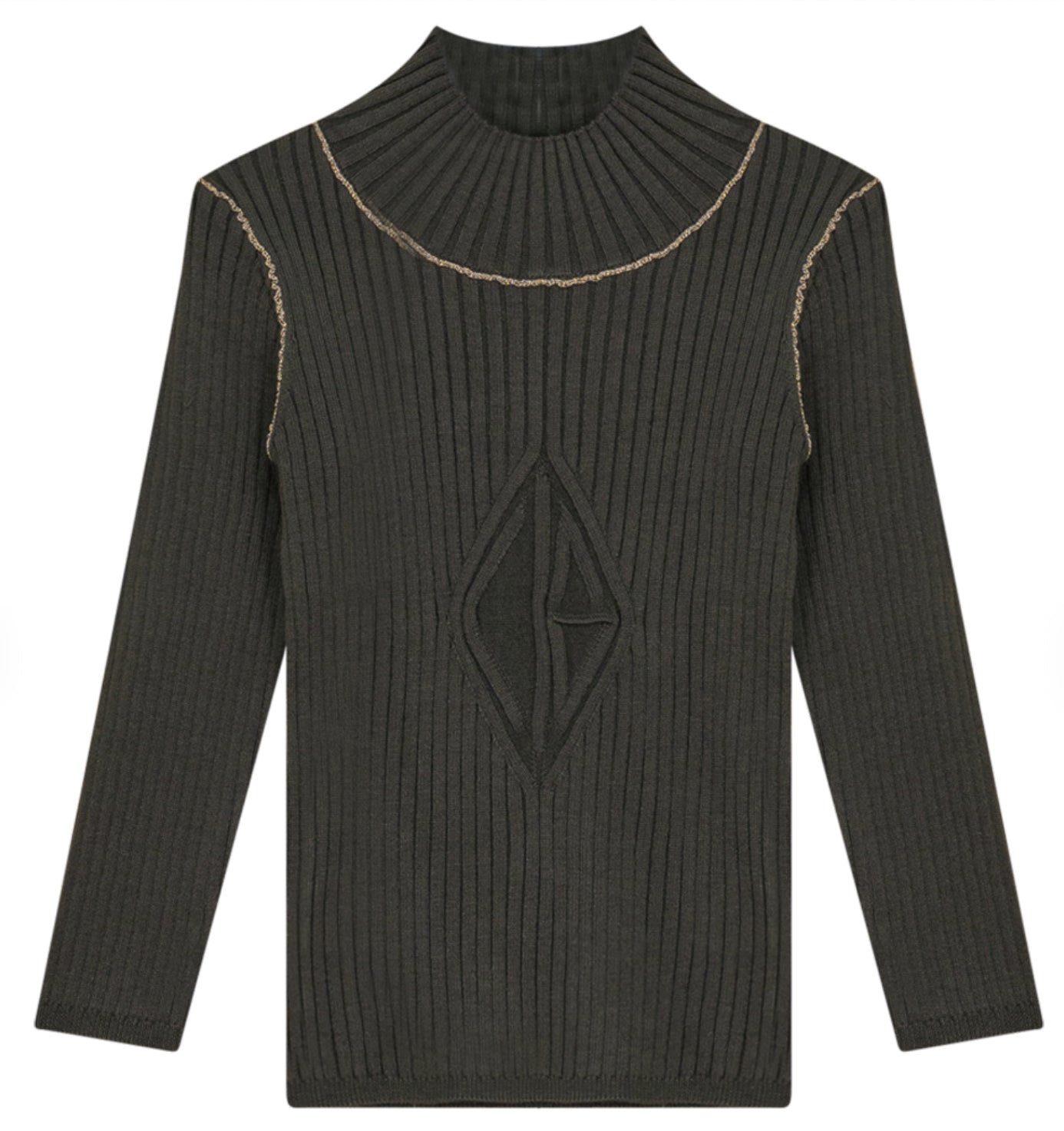 Gold Trim Mock Neck