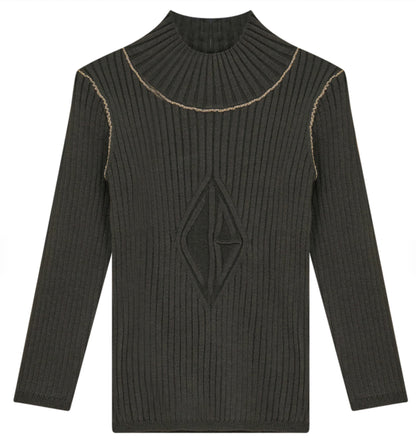 Gold Trim Mock Neck