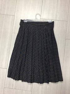 Black With Blue And Pink  Pleated Skirt