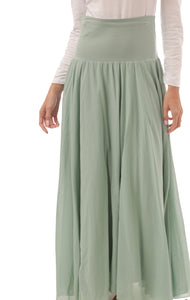LONG FULL SKIRT WITH STRETCH WAISTBAND