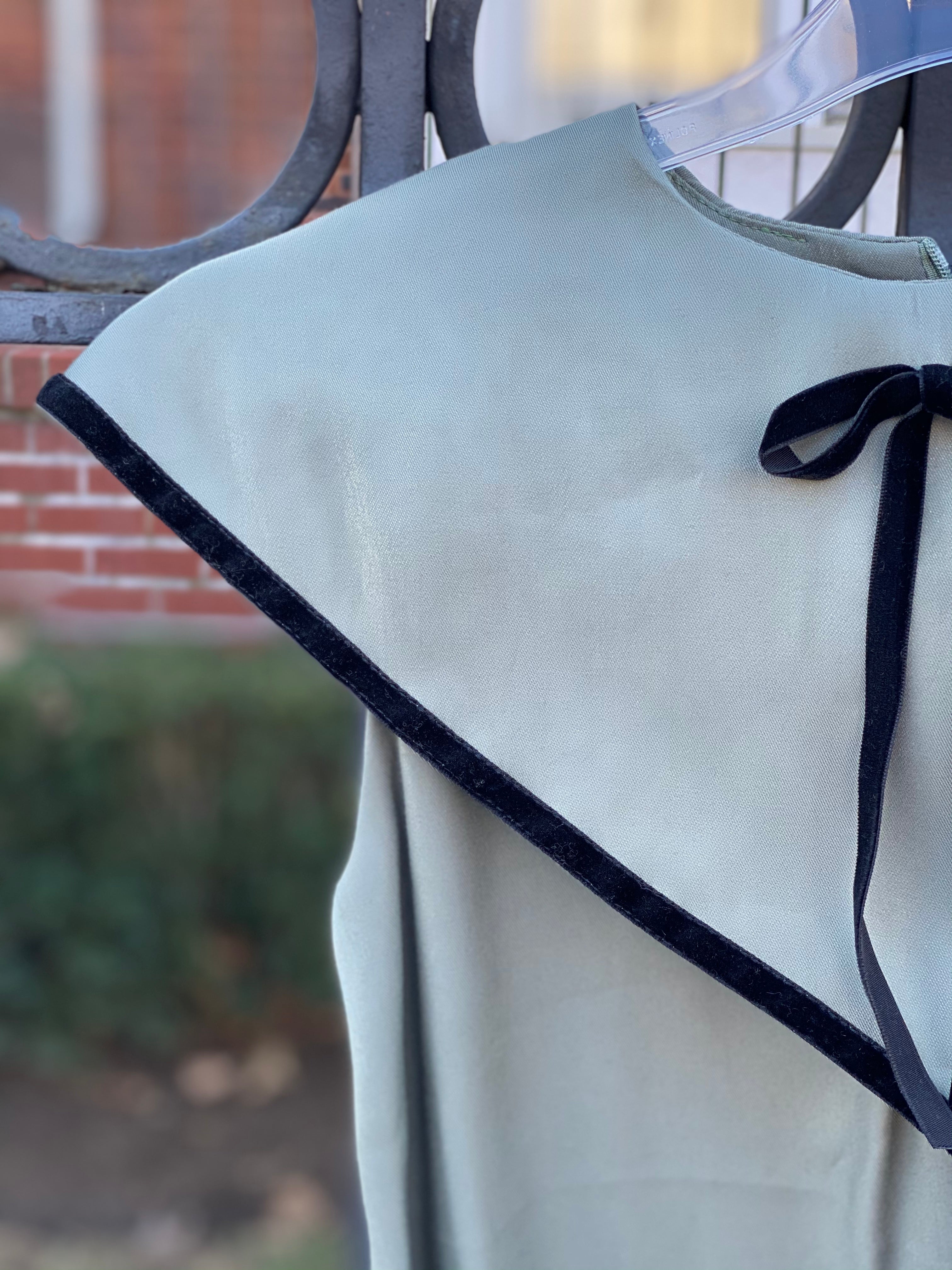 Olive Dress with Velvet Details