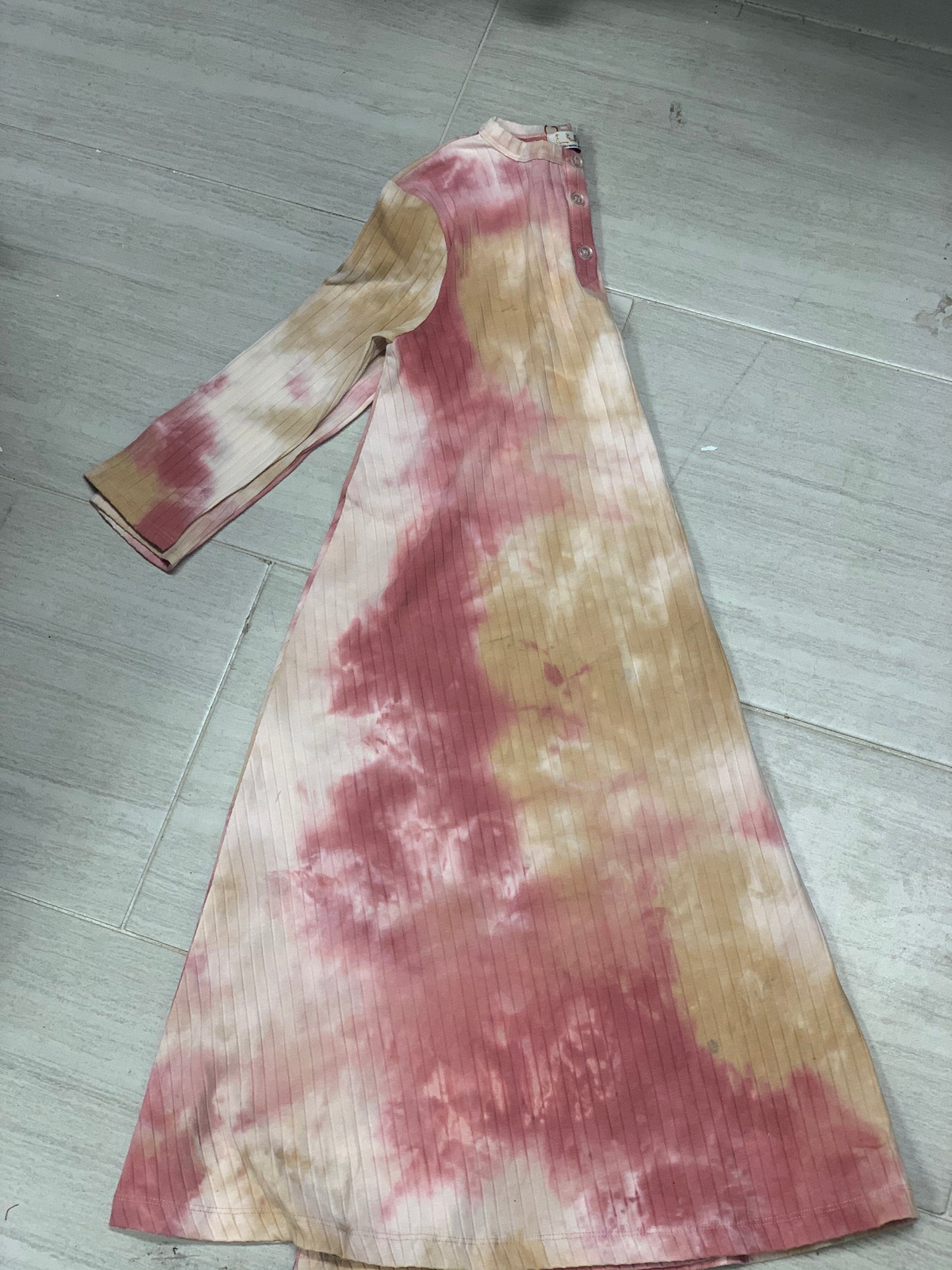 Tie Dye Ribbed Henley Dress