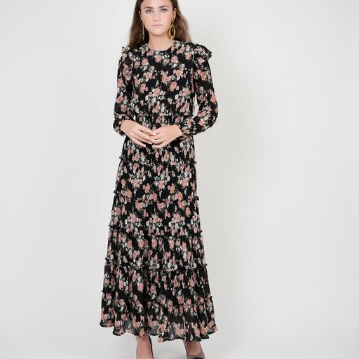 FLORAL CHIFFON MAXI DRESS