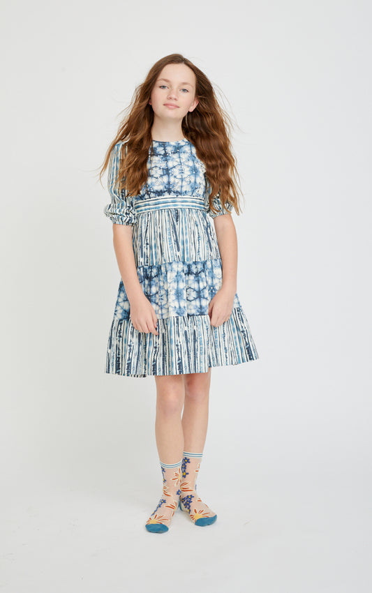 Eyelet Stripe Tiered Dress