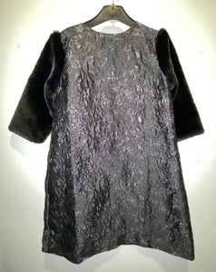 Black Fur Sleeves Dress