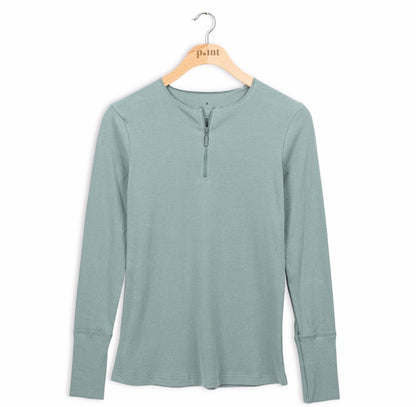 Point Ribbed Zip Top