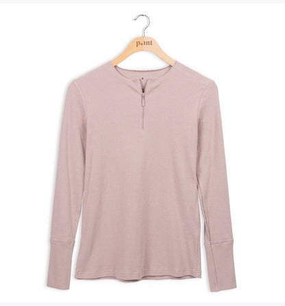 Point Ribbed Zip Top