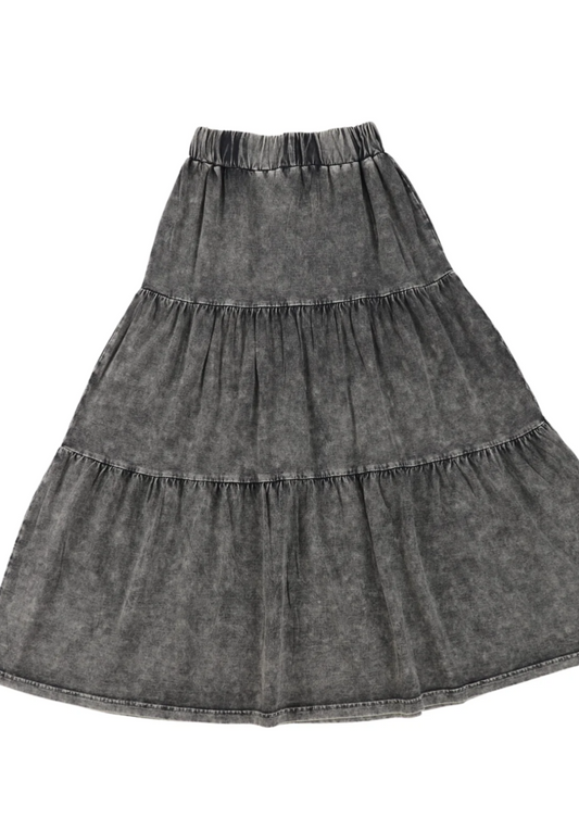 CLOVE SKIRT LONG MINERAL WASH BLACK