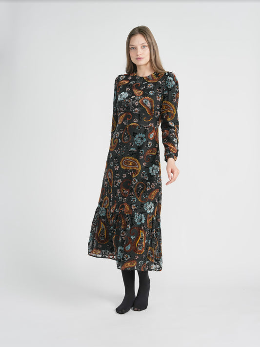 Cut Velvet Paisley Dress