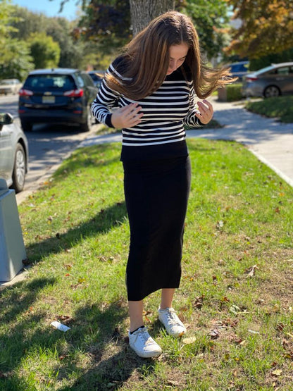 Striped Mock Neck Sweater