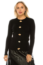 Load image into Gallery viewer, Marble Button Ribbed Sweater
