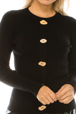 Load image into Gallery viewer, Marble Button Ribbed Sweater
